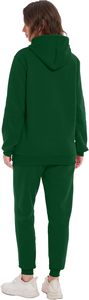 Ensemble de survêtement à capuche vert foncé pour homme, couleur unie, en coton, décontracté, sweat-shirt et pantalon à manches longues avec cordon de serrage, pour l'automne - Product Image 4