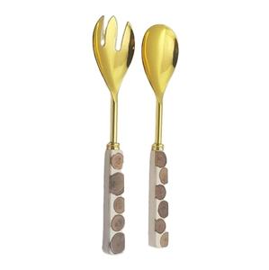 Ensemble de cuillères à salade en acier inoxydable de 2 pièces de fabricant indien par Quality Handicrafts Mirrored Steel Vente en gros - Product Image 1