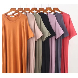 เดรสผู้หญิงขนาดใหญ่พิเศษเสื้อทรงหลวมคอกลมสีทึบใหม่ - Product Image 6