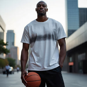 Camisetas estampadas de gran tamaño para hombre, camisetas holgadas con cuello redondo y hombros caídos, camisetas de manga corta para correr para hombre - Product Image 2