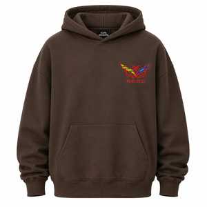 เสื้อฮู้ดโอเวอร์ไซส์สีน้ำตาลสำหรับทุกเพศ  แบบสวมใส่สบายสำหรับฤดูหนาว มีกระเป๋าหน้าปักลาย สไตล์ลำลองแนวสตรีทแวร์ - Product Image 1