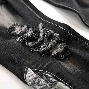 Pantalones desgastados de calle alta de ajuste relajado para hombre, estilo informal transpirable personalizado con patrón recto, precio bajo - Product Image 4