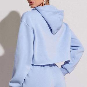 Customizable Elastic Waist Cotton Fleece Zipper Closure Hooded <b>Jumper</b> Women's Cropped Hoodie for Winter - Product Image 6