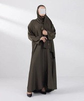 Robe longue unie de style turc de luxe en polyester respirant, extensible dans quatre directions, légère, infroissable, à col en V et manches longues, pour femme musulmane