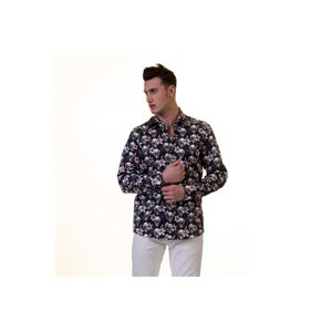 Chemise décontractée coupe ample en coton à imprimé crâne floral rose - Product Image 1