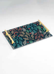 Plato de bandeja de servicio decorativo de Navidad personalizable con mango Artesanía de metal para uso en hoteles y restaurantes - Product Image 2