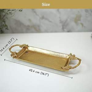Plateau de service en aluminium doré à prix avantageux pour la cuisine et la maison, plateau décoratif pour desserts, collations et aliments - Product Image 3
