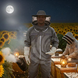 New Grey Beekeeper Suit with Ventilated Fencing Hat Pure Polyester For Bee Researcher Outfit - Product Image 5