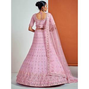 Ensemble Lehenga Choli de mariage pour femmes en georgette à paillettes rose charmant avec dupatta - Product Image 1