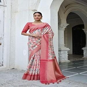 Nouvelle Arrivée Attrayant Tendance Tenue Haute Sur Demande Tussar Soie Saree Blouse Avec Zari Imprimé Travail Fabricant De Surat - Product Image 1