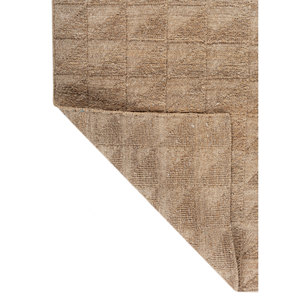 Alfombras de Lana Tejidas a Mano Hula Beige y Marrón con Patrón Geométrico AKWH-1001 para Uso Doméstico - Product Image 5