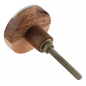 Haute vente 2025 boutons en bois combiner avec pierre os laiton résine forme ronde variétés boutons d'armoire poignées de porte naturelles - Product Image 5