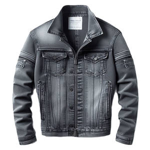 Vestes en jean pour hommes avec poches poitrine et chauffe-mains, manches longues, types de col personnalisés, styles classiques et vintage. - Product Image 5