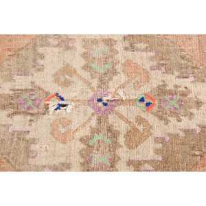 1.8x4.1 ft Vintage Turkish Rug, Small Rug, <b>Brown</b> Orange Camouflage <b>Wool</b> Rug - Product Image 5