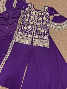 Ensemble Palazzo et Haut en Georgette Imprimé de Haute Qualité pour Femmes et Filles, Style Casual avec Broderie Entièrement Brodée - Product Image 3