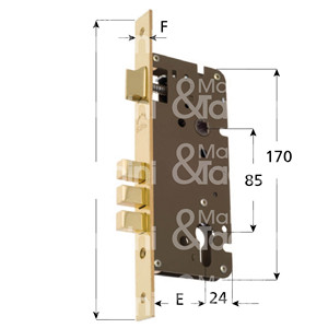 MORTISE <b>LOCK</b> 2-turn <b>cylinder</b> Shaped <b>cylinder</b> not included - Product Image 1