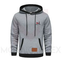 Mosaik Impex Logo kustom hoodie pria polos bulu kontras biru dan putih ukuran besar pakaian jalan berat berat