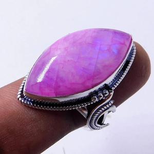 Bague de déclaration classique en pierre de lune rose bague de fiançailles ou cadeau d'anniversaire en argent sterling fin pour elle pour les mariages - Product Image 3