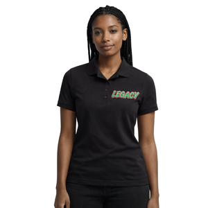 Polo noir 08 Legacy, sororité grecque, vêtements de sororité pour femmes, rose et vert, collège, élégant, décontracté, vêtements de sororité - Product Image 1