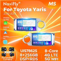 NaviFly Radio Mobil Android Terbaru 4g Lte DSP DVR TRMS untuk Toyota Yaris 2012-2017 dengan Car Play Android Auto