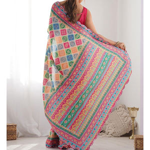 Meilleure vente Saree de fête de créateur pour femmes Prêt-à-porter Séquence Patchwork Sari Bas quantité minimale de commande Tendance Indien Pakistanais Vêtements pour - Product Image 6