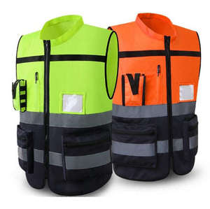 Chaleco de Seguridad Reflectante Fluorescente Impermeable de Alta Visibilidad Unisex para Trabajo con Logotipo, Poliéster para Construcción - Product Image 5