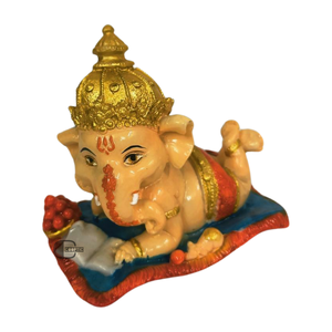 Handmade Hand-painted Resin Ganesh Ji <b>Statue</b> with Polynesian Design Potbelly Holding Sweets-for Home Decoration & Gift - Product Image 5