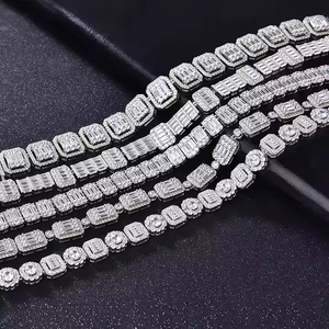 Elegante collar de cadena de tenis de corte redondo de 22 pulgadas con diamantes de moissanita de plata 925, regalo de joyería de moda Premium para hombres y mujeres - Product Image 1