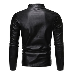 2025 automne hiver hommes mode mince revers veste en cuir à la main toile PU veste beau mâle pardessus veste pour hommes - Product Image 6