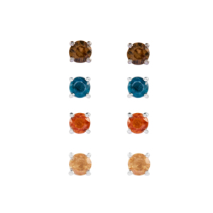 Boucles d'oreilles clous plaquées or 18 carats avec diamant, rubis, émeraude, bijoux tendance multi-pierres précieuses - Product Image 1
