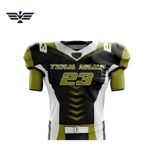 Custom American Football Uniform Set 100% Polyester Breathable Short Sleeve V-neck Front Customized Color Logo Sublimation Print - Product Image 4