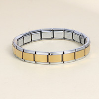 Pulsera Modular de Acero Inoxidable con Eslabones Desmontables de 9mm, Estilo Italiano, para Joyería, Imprimible y Grabable