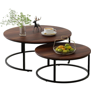 Black Gold Metal Modern White Marble Wood Top Nordic <strong>Nest</strong> <strong>Table</strong> Living Room Set of 2 Coffee <strong>Tables</strong> Made of Steel - Product Image 5