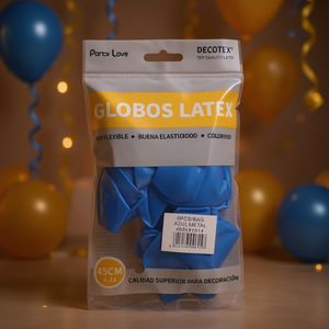 Palloncini in Lattice Decotex 45Cm Blu Metallizzato Confezione da 6 Pezzi per Decorazioni Festa - Product Image 3