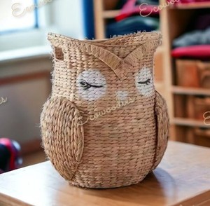 Owl Shape <b>Storage</b> Basket Eco-friendly Durable Cute Handwoven <b>Storage</b> Basket for Home Bedroom Nursery Hand-woven Kids Room Bin - Product Image 1