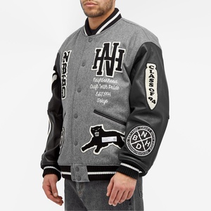 Veste universitaire imprimée typographie à manches en cuir pour hommes Letterman College Baseball Bomber Jacket Vente en gros - Product Image 1