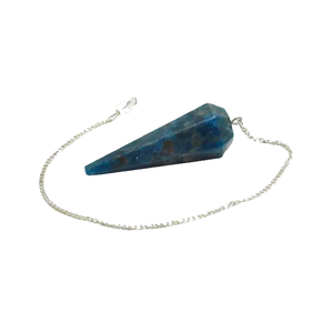 Péndulo de apatita azul de alta calidad, piedra preciosa de cristal natural, cono facetado, Péndulo de radiestesia para péndulos curativos de Reiki a la venta - Product Image 1