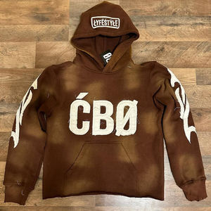 เสื้อฮู้ดผ้าฟลีซย้อมสีแบบกรด 100% ผ้าฝ้าย ระบายอากาศ กันลม แห้งเร็ว มีเชือกผูก ผลิตตามสั่งขายส่ง สำหรับฤดูหนาว - Product Image 1