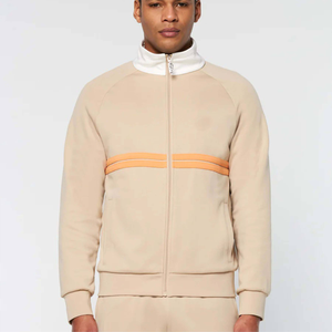 Ensemble de survêtement personnalisé de couleur unie de qualité supérieure pour hommes ensemble de jogging à fermeture éclair et à col rond avec cordon de serrage à la taille pantalon de survêtement - Product Image 3