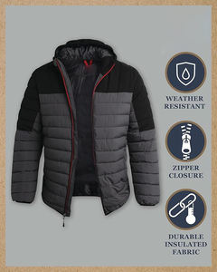 Outfitters <b>Men's</b> Puffer Jacket Weather Resistant Mid weight Quilted Warm Insulated Winter <b>Coats</b> for <b>Men</b> - Product Image 2