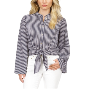 Camicia blu in popeline con orlo annodato Michael Kors Halo - Product Image 4