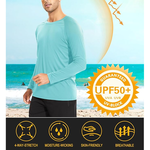 Camiseta de cuello redondo Premium de microfibra para hombre Camiseta clásica de cuello redondo ligero de secado rápido con manga larga y patrón de estampado - Product Image 2