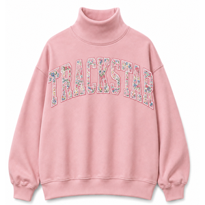 เสื้อสเวตเชิ้ตคอเต่าสีชมพูฟูเชียทรงโอเวอร์ไซส์ แขนยาว สไตล์ลำลอง สตรีทแวร์ แบรนด์ Trackstar รับผลิตแบบ OEM และ Private Label - Product Image 2