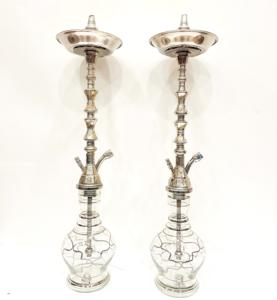 Premium lujo tradicional egipcio Shisha plata latón macizo dos niveles Mini Hookah profundo grabado a mano vástago de acero inoxidable - Product Image 4