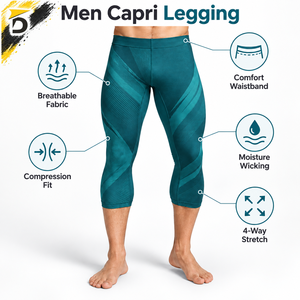 Leggings Capri pour Hommes de Haute Qualité, Compression Respirante, Matière Douce et Extensible, Ajustement Sûr, Confort et Mobilité pour l'Entraînement Quotidien - Product Image 6