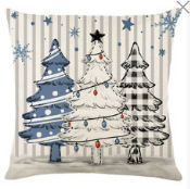 Housse de coussin carrée décorative en lin à motif végétal rétro minimaliste pour Noël, idéale pour canapé, lit et décoration intérieure