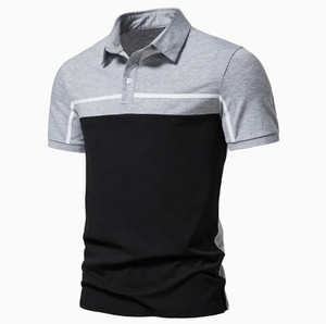 เสื้อยืดกอล์ฟผู้ชายแบบกำหนดเองสำหรับฤดูร้อนธุรกิจลำลองแบบถักกันรอยยับระบายอากาศสีปิดกั้นแขนสั้นหมุนเวียน - Product Image 2