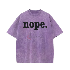 Vente en gros de t-shirt surdimensionné en coton épais streetwear vintage délavé à l'acide hommes femmes automne hiver mode t-shirt rétro décontracté - Product Image 5