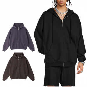 เสื้อฮู้ดดี้แบบสวมหัว ยูนิเซ็กซ์ คุณภาพสูง ผ้าฝ้าย 100% ซักแล้ว ระบายอากาศได้ดี มีซิป แขนยาว ทรงโอเวอร์ไซส์ สไตล์ลำลอง มีเชือกผูก สำหรับฤดูหนาว น้ำหนัก 440 กรัม - Product Image 1