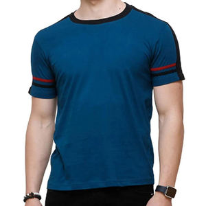 Camiseta de algodón informal Ringer con estampado Premium para hombre con cuello redondo, manga corta, tela de rizo Premium, camisetas teñidas lisas para hombre - Product Image 1